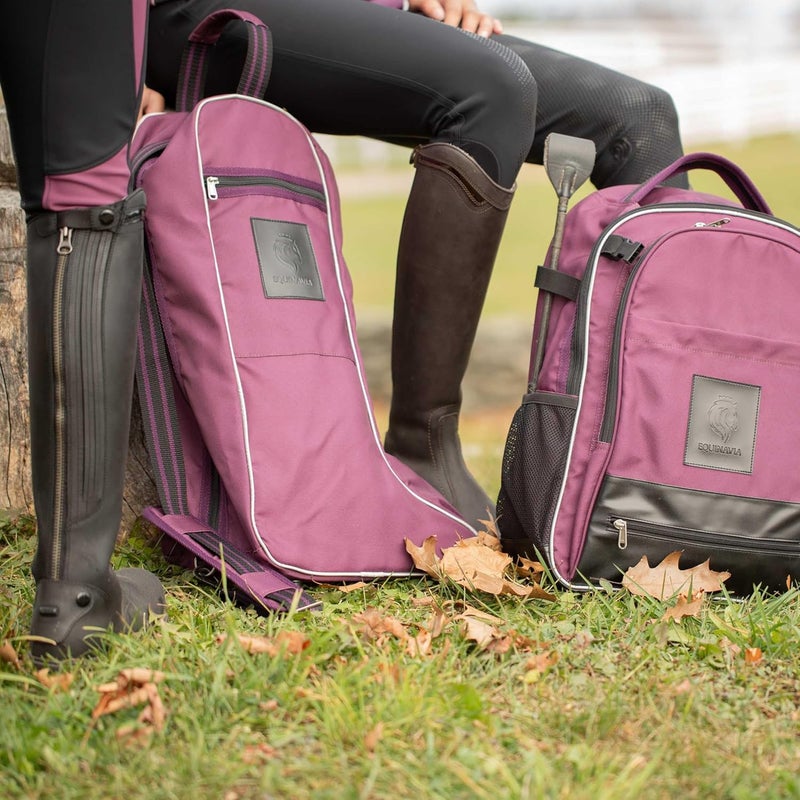 Equinavia Darby Equestrian Durable Padded Tall Boot Bag with Shoulder Strap - Plum Wine - One Size - Image 3